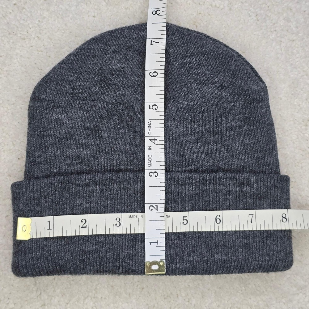Vintage Heavyweight Heather Gray Knit Beanie Hat – Double Layer Watch Cap - Picture 2 of 5